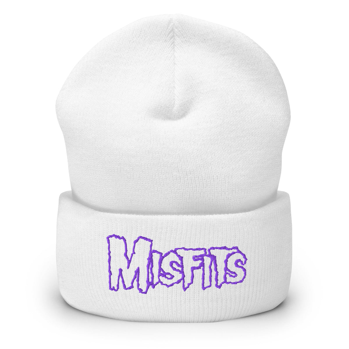 Merch Moment Misfits - Purple on White Cuffed HD Embroidered Beanie