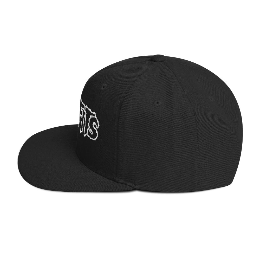 Merch Moment Misfits - White Drip Logo Snapback HD Embroidered Hat