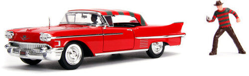1:24 Nightmare - '57 Cadillac W/Figure Nightmare On Elm Street - Hollywood Rides - 1:24 1958 Cadillac Series 62 Die-Cast Car & Freddy Figure