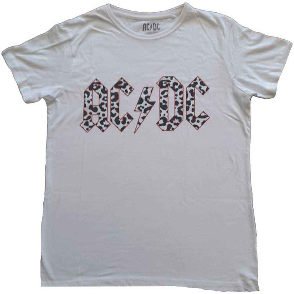 AC/DC Mono Leopard Print Logo White