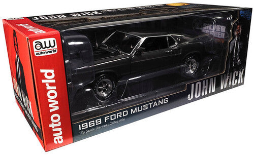 Aw 69 Mustang John Wick 1/18 Auto World 1969 Ford Mustang John Wick - Hitman Grey 1/18 Scale Diecast - Collectible