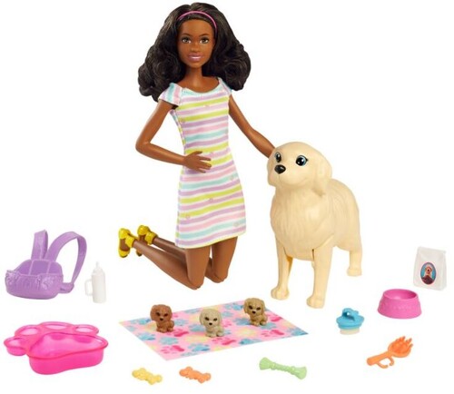 Barbie Barbie Doll and Newborn Puppies Playset, African American - CD Album