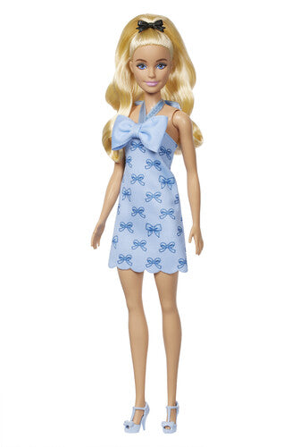 Barbie Fashionista Barbie Fashionistas Doll #237 in Blue Bow Halter Dress, Blonde Ponytail With Bow Accessory - CD Album