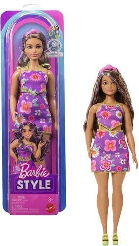 Barbie Fashionista Barbie Fashionistas Doll #244 With Floral Halter Dress, Purple-Streaked Brown Hair - CD Album