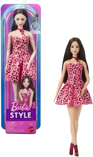 Barbie Fashionista Barbie Fashionistas Doll #246 With Pink Leopard Print Dress, Black Hair - Doll