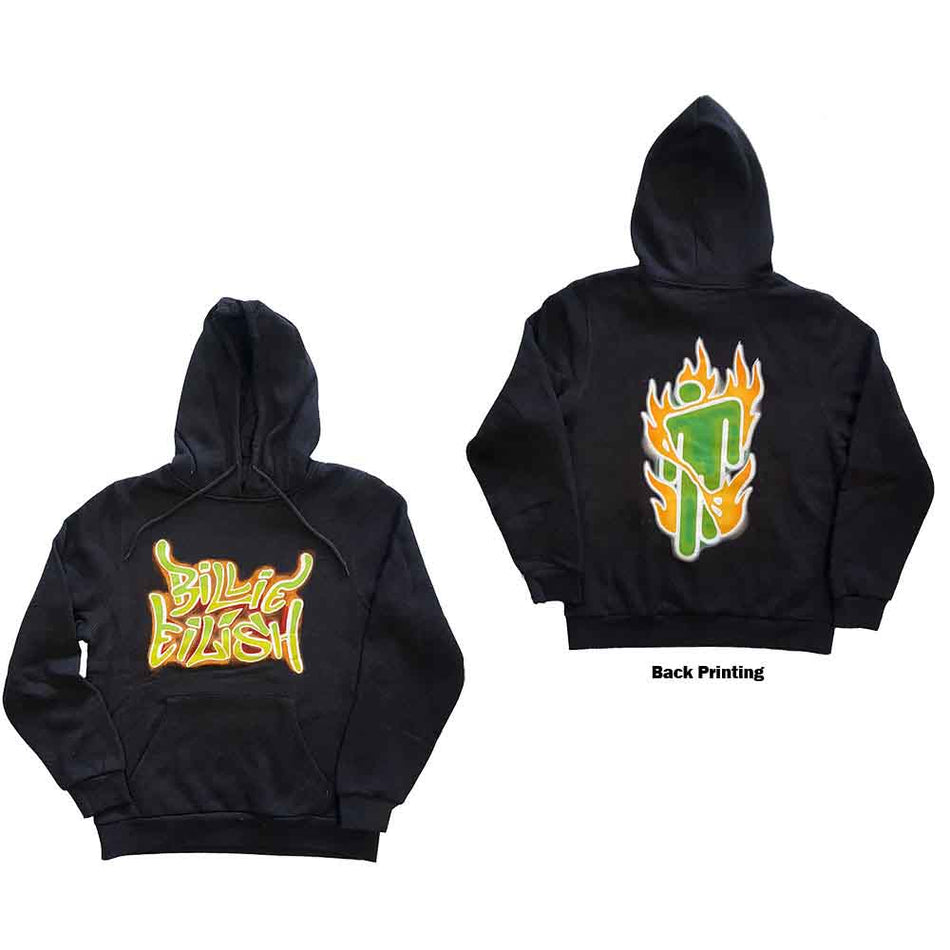 Billie Eilish Airbrush Flames Blohsh Grey