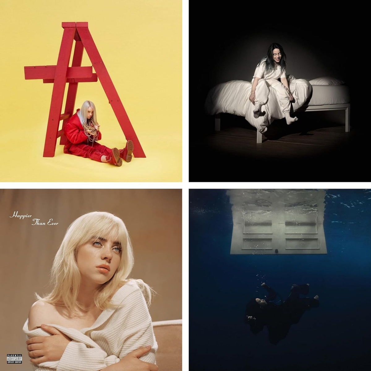 Billie Eilish Billie Eilish - Deluxe 4 Album Vinyl Record Album Set - When We Fall Asleep Where Do We Go?, Happier Than Ever, Hit Me Hard and Soft, Dont Smile at Me [Explicit Lyrics]
