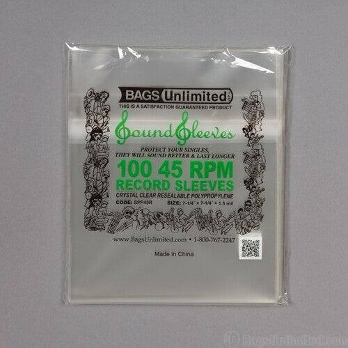 Bu Spp45R 45 Rpm Outer Slv Resealable 100 Cnt Clr Bags Unlimited SPP45R - 7 IN 45 RPM Outer Record Sleeve - Resealable - 100 CNT