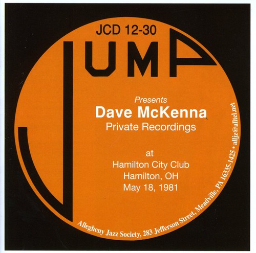 Dave McKenna May 18, 1981 Private Solo Recordings - CD Album