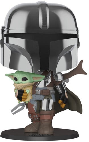 Funko Pop! Star Wars: Funko POP! STAR WARS: Mandalorian - Chrome Mandalorian w/ Child 10" - Collectible