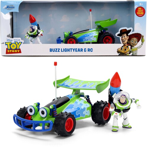 Jada 1/24 Hwr Rc Toy Story Car & Buzz Lightyear Disney Toy Story - Hollywood Rides - 1:24 RC Turbo Buggy Die-Cast Car & Buzz Lightyear Figure - CD Album