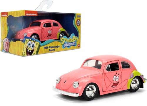 Jada 1/32 Hwr Spongebob Patrick Vw Beetle Die-Cast SpongeBob SquarePants - Hollywood Rides - 1:32 1959 VW Beetle Die-Cast Car with Patrick Star Deco - Die-Cast Car