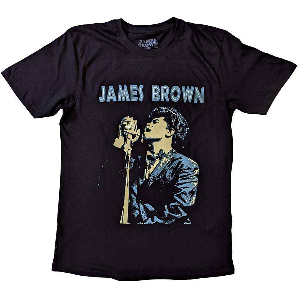 James Brown Holding Mic Black