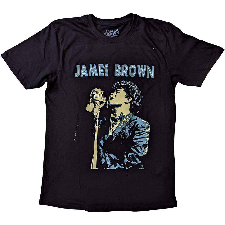 James Brown Holding Mic Black