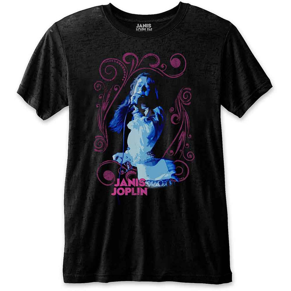 Janis Joplin Floral Frame Black