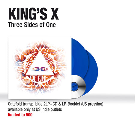 King's X Three Sides Of One (Gatefold LP Jacket, Booklet, With CD, Clear Vinyl, Blue)