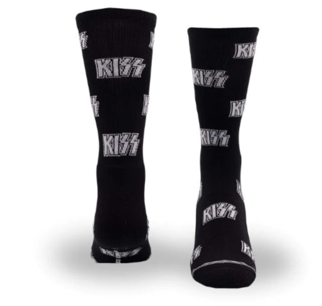 Kiss Kiss All Over Logo Crew Socks (One Size)