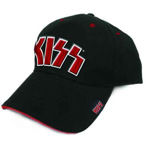 Kiss Red on White Logo Black