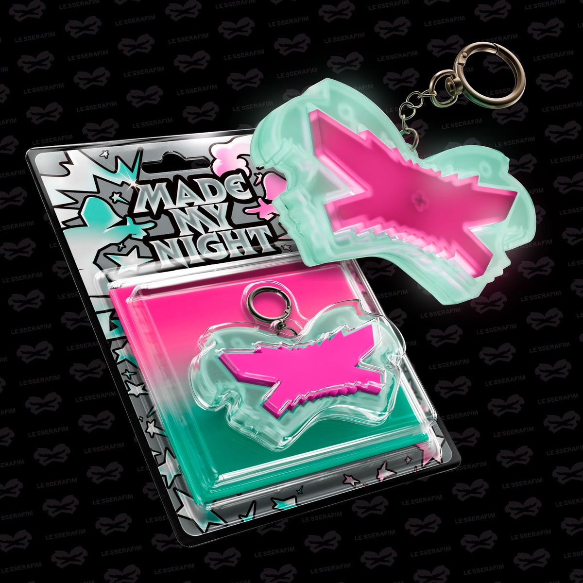 LE SSERAFIM 2ND Single Album 'Made My Night' (Glow Clicker Keychain) [Pink Ver.]