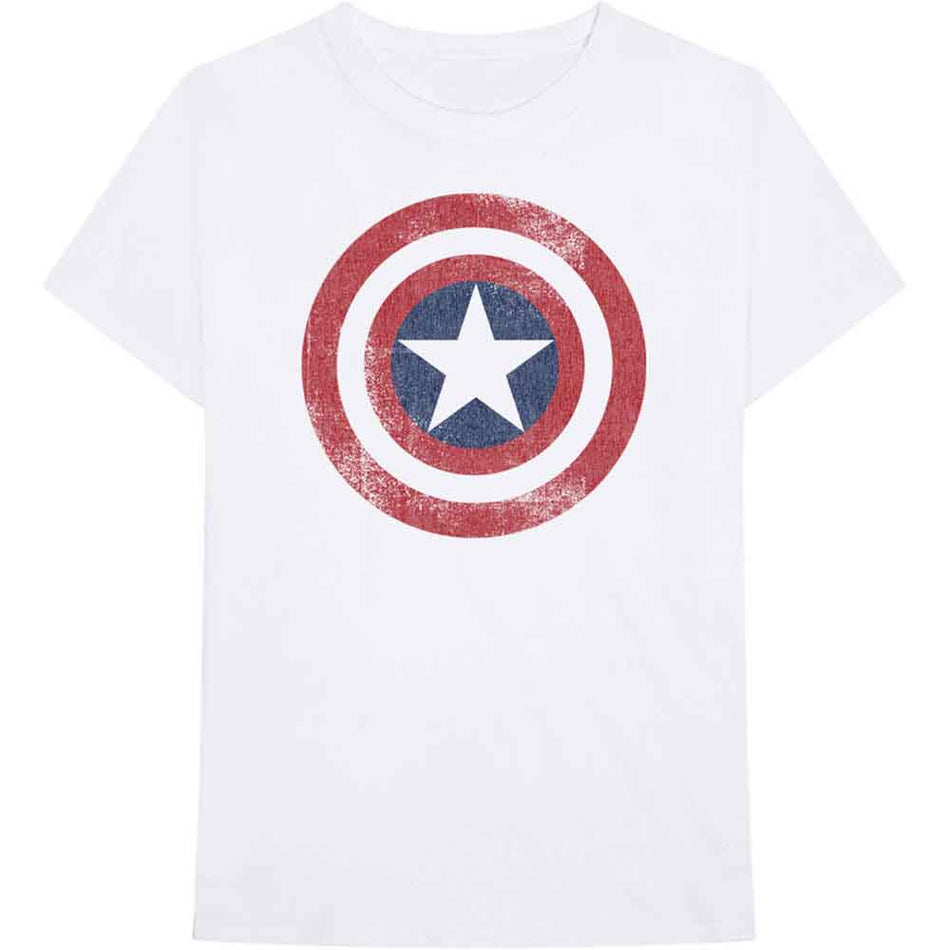 Marvel Comics Captain America Distressed Shield White
