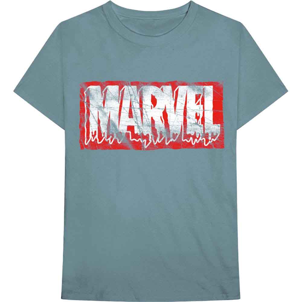 Marvel Comics Distressed Dripping Logo Blue