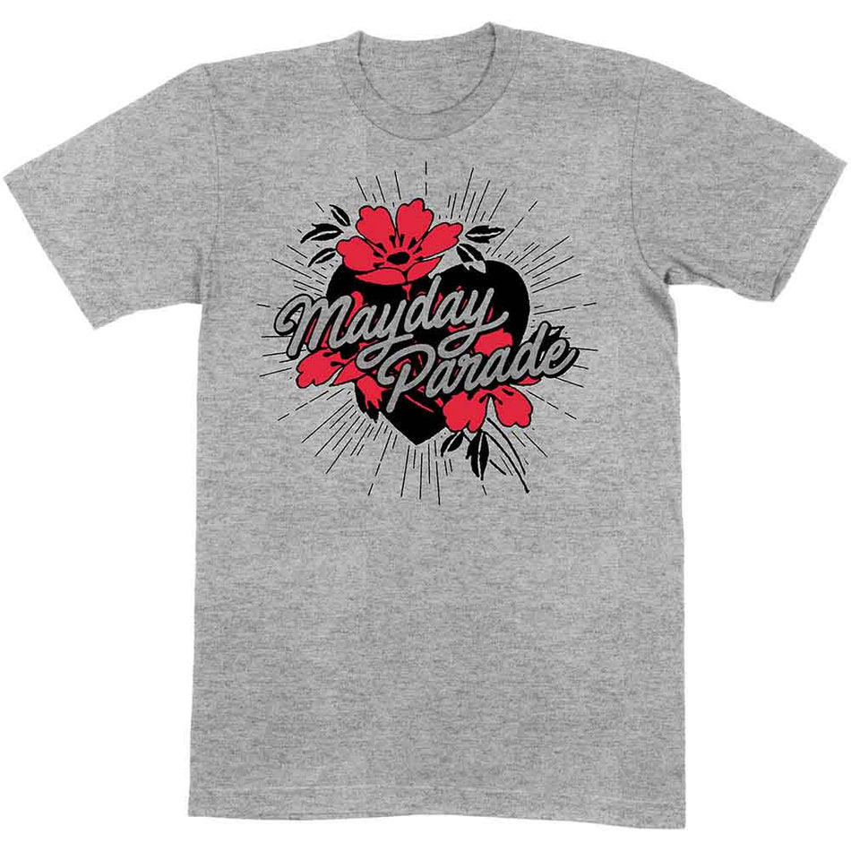 Mayday Parade Heart and Flowers Grey