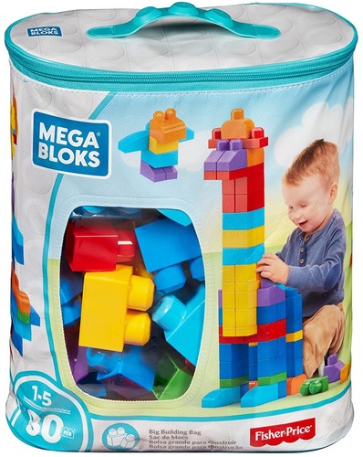 Mega Bloks MEGA BLOKS Big Building Bag Blue, 80 Piece Toddler Buiding Toy Set - CD Album