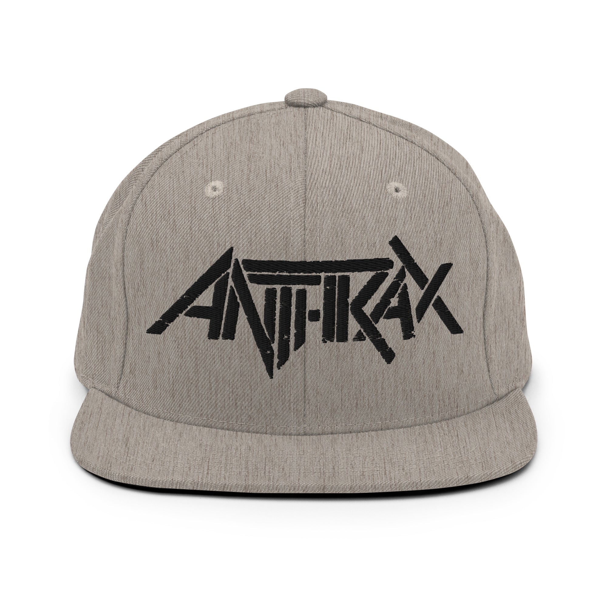 Merch Moment Anthrax - Black on Gray Snapback HD Embroidered Hat