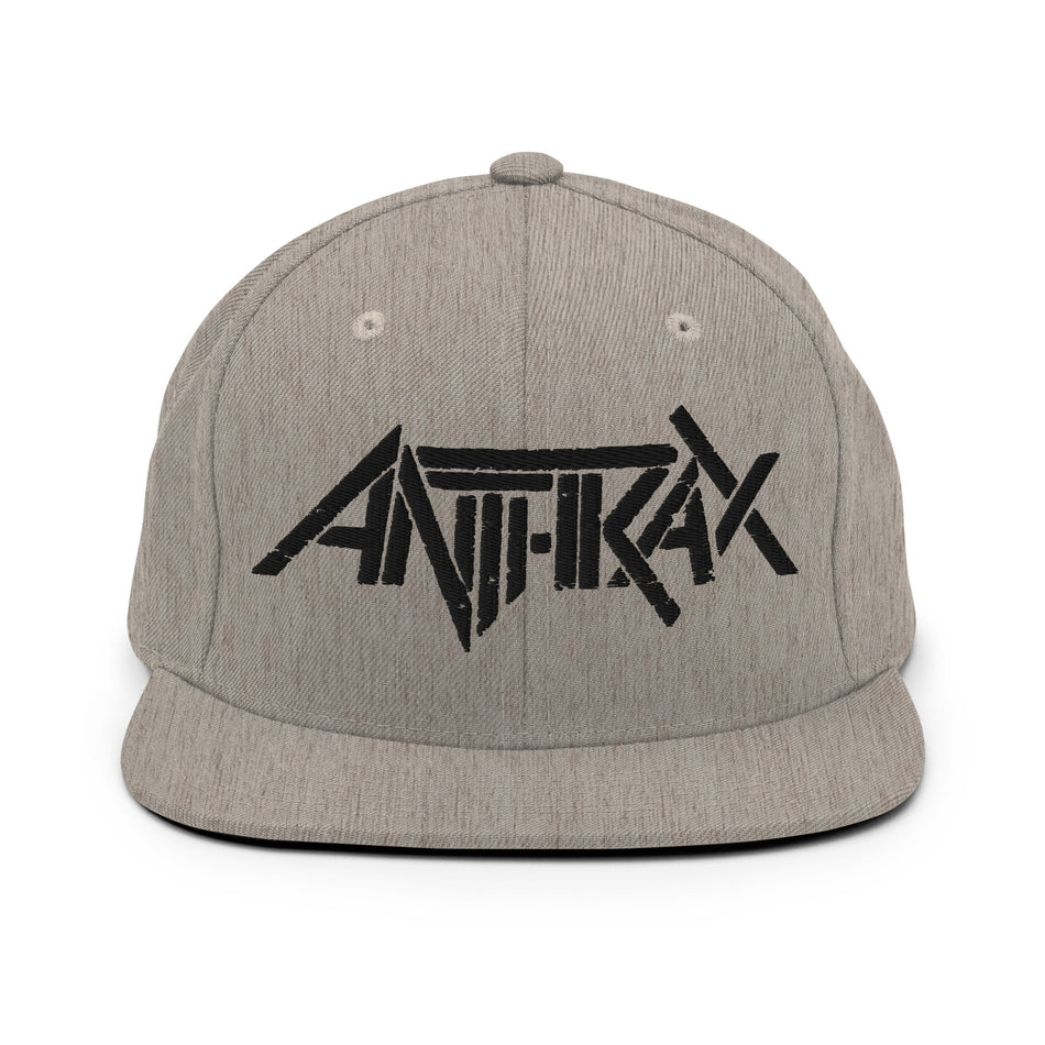 Merch Moment Anthrax - Black on Gray Snapback HD Embroidered Hat