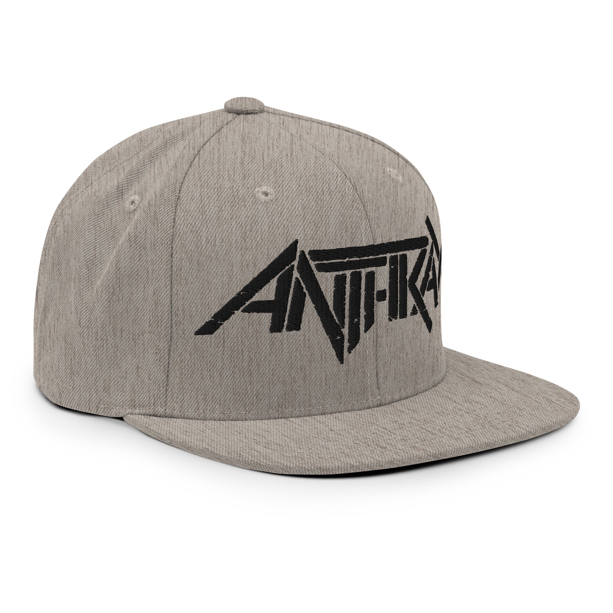 Merch Moment Anthrax - Black on Gray Snapback HD Embroidered Hat