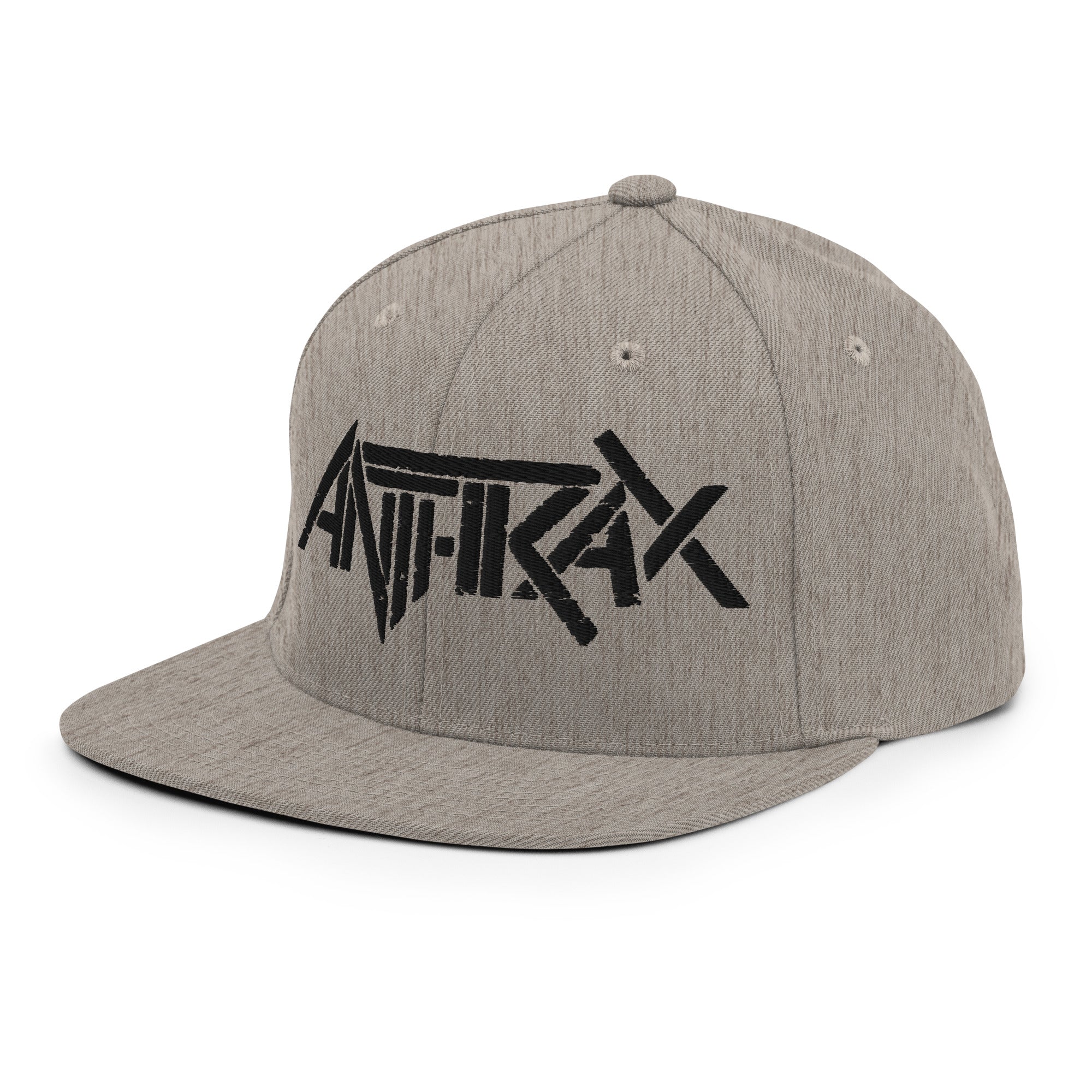 Merch Moment Anthrax - Black on Gray Snapback HD Embroidered Hat
