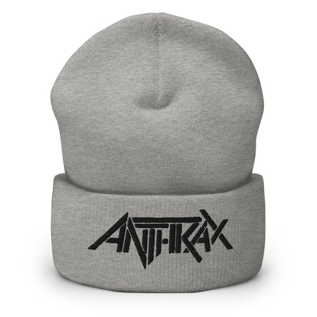 Merch Moment Anthrax - Black on Grey Cuffed HD Embroidered Beanie