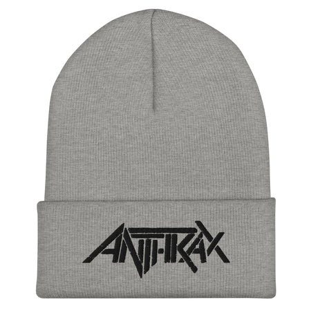 Merch Moment Anthrax - Black on Grey Cuffed HD Embroidered Beanie