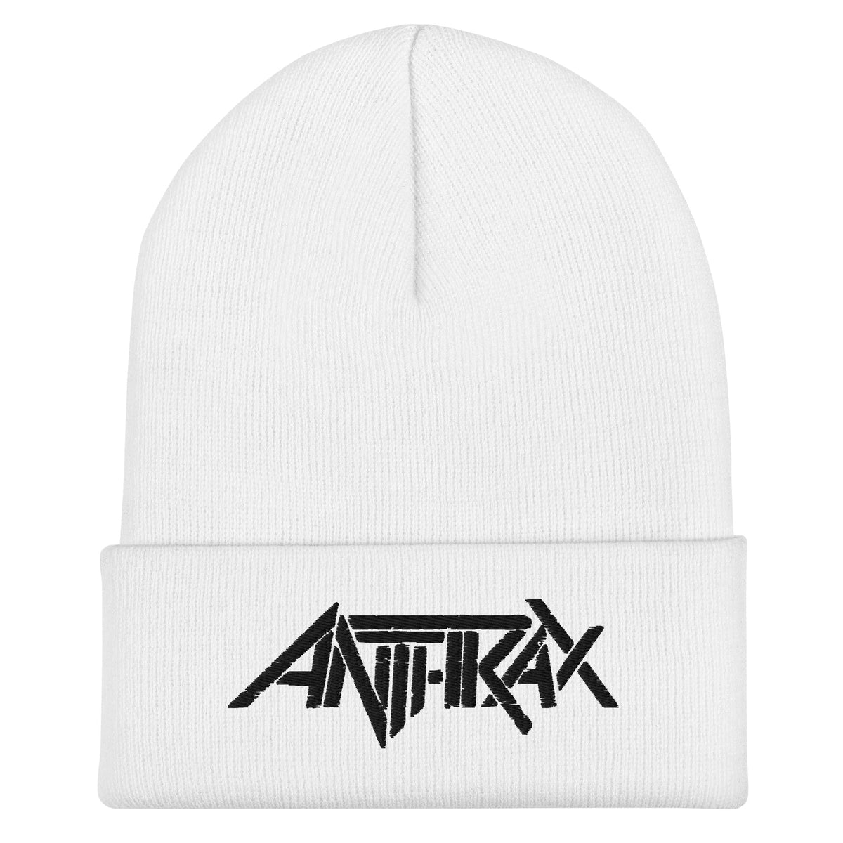 Merch Moment Anthrax - Black on White Cuffed HD Embroidered Beanie