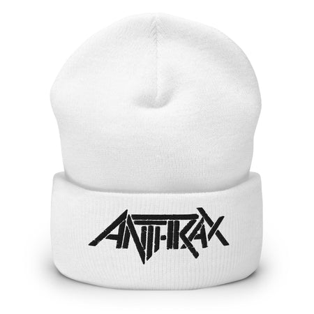 Merch Moment Anthrax - Black on White Cuffed HD Embroidered Beanie