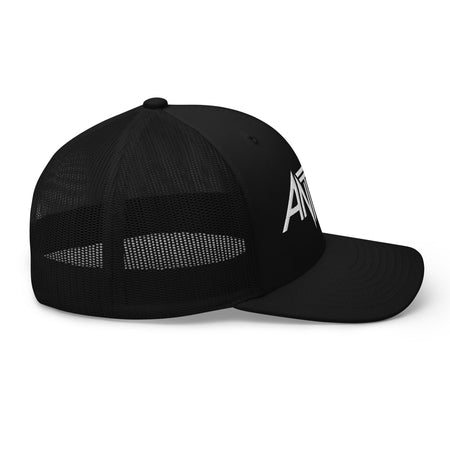Merch Moment Anthrax - White on Black Trucker HD Embroidered Hat