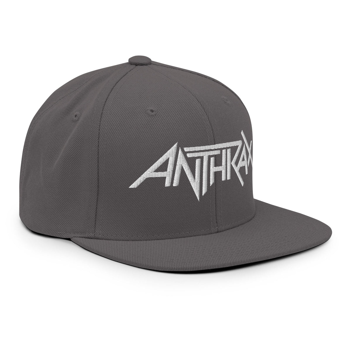 Merch Moment Anthrax - White on Gray Snapback HD Embroidered Hat