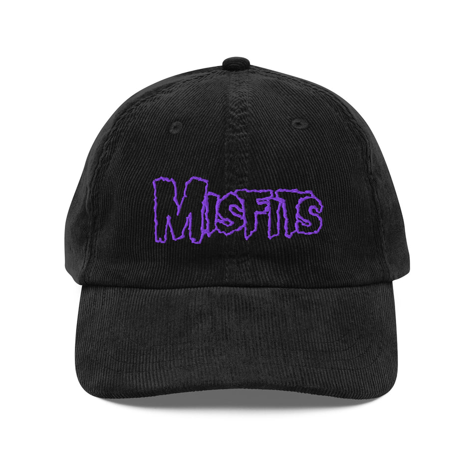 Merch Moment Misfits - Purple on Black Vintage Corduroy HD Embroidered Cap