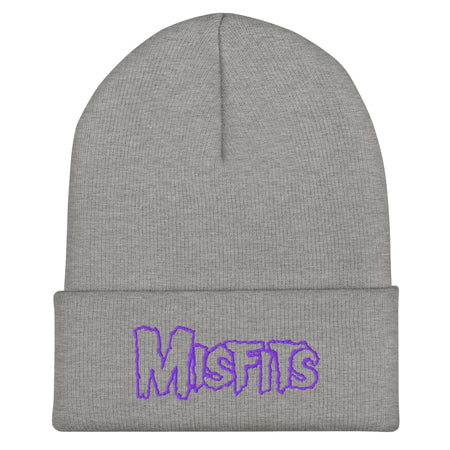 Merch Moment Misfits - Purple on Gray Cuffed HD Embroidered Beanie