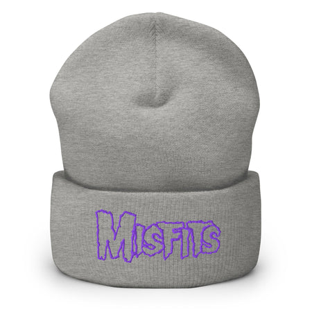 Merch Moment Misfits - Purple on Gray Cuffed HD Embroidered Beanie