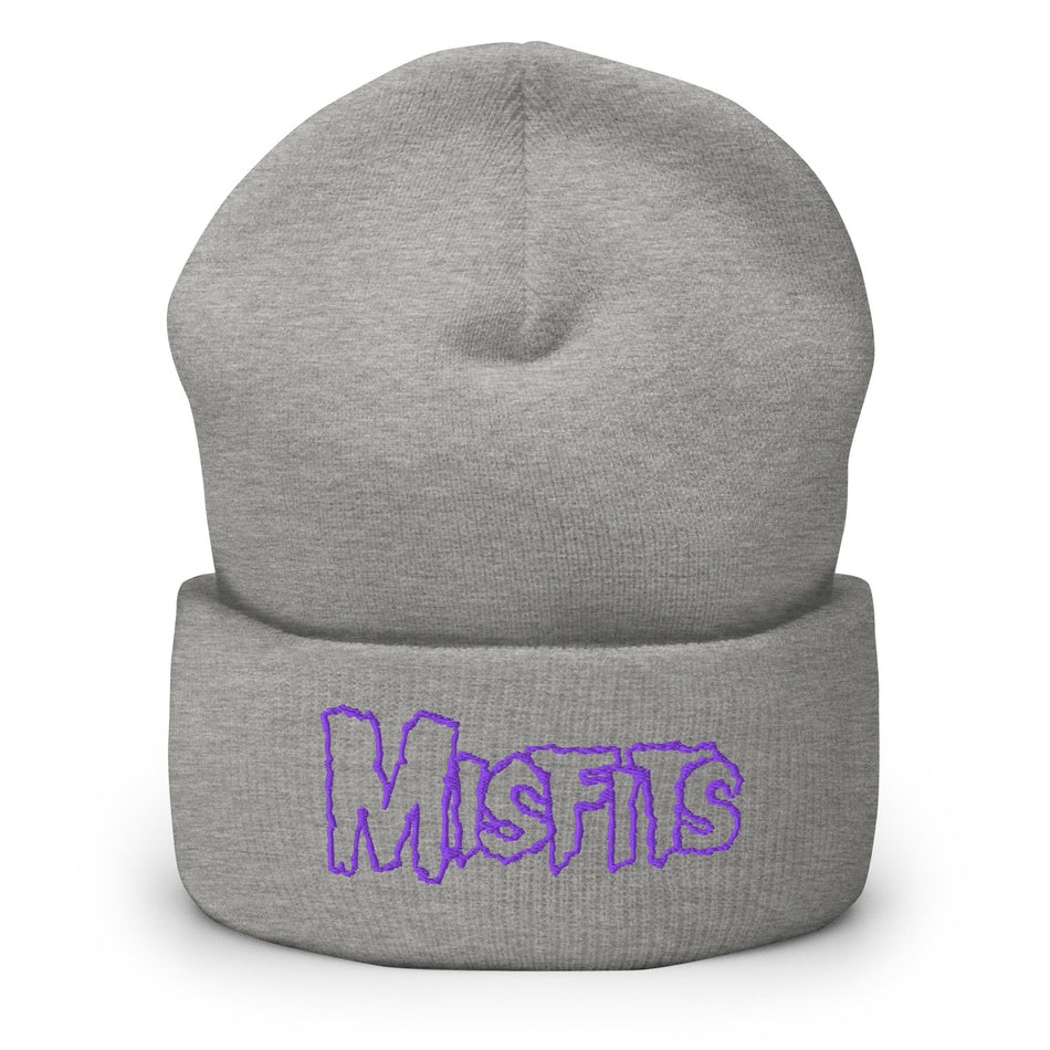 Merch Moment Misfits - Purple on Gray Cuffed HD Embroidered Beanie