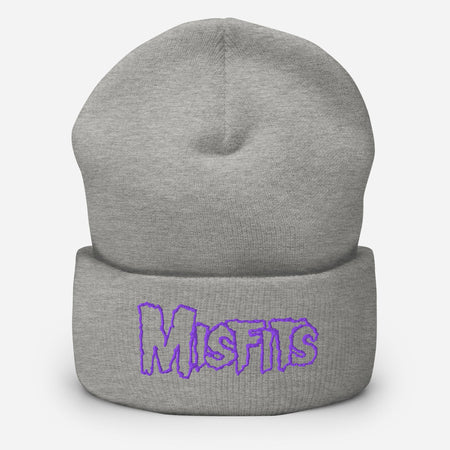 Merch Moment Misfits - Purple on Gray Cuffed HD Embroidered Beanie