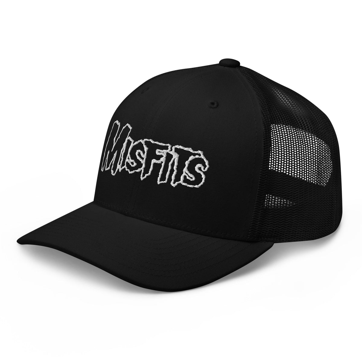 Merch Moment Misfits - White Drip Logo Trucker HD Embroidered Hat