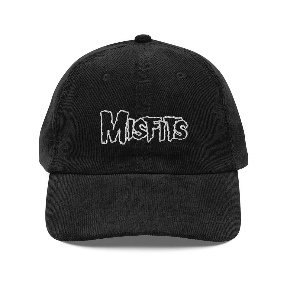 Merch Moment Misfits - White on Black Vintage Corduroy HD Embroidered Cap