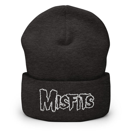 Merch Moment Misfits - White on Dark Gray Cuffed HD Embroidered Beanie