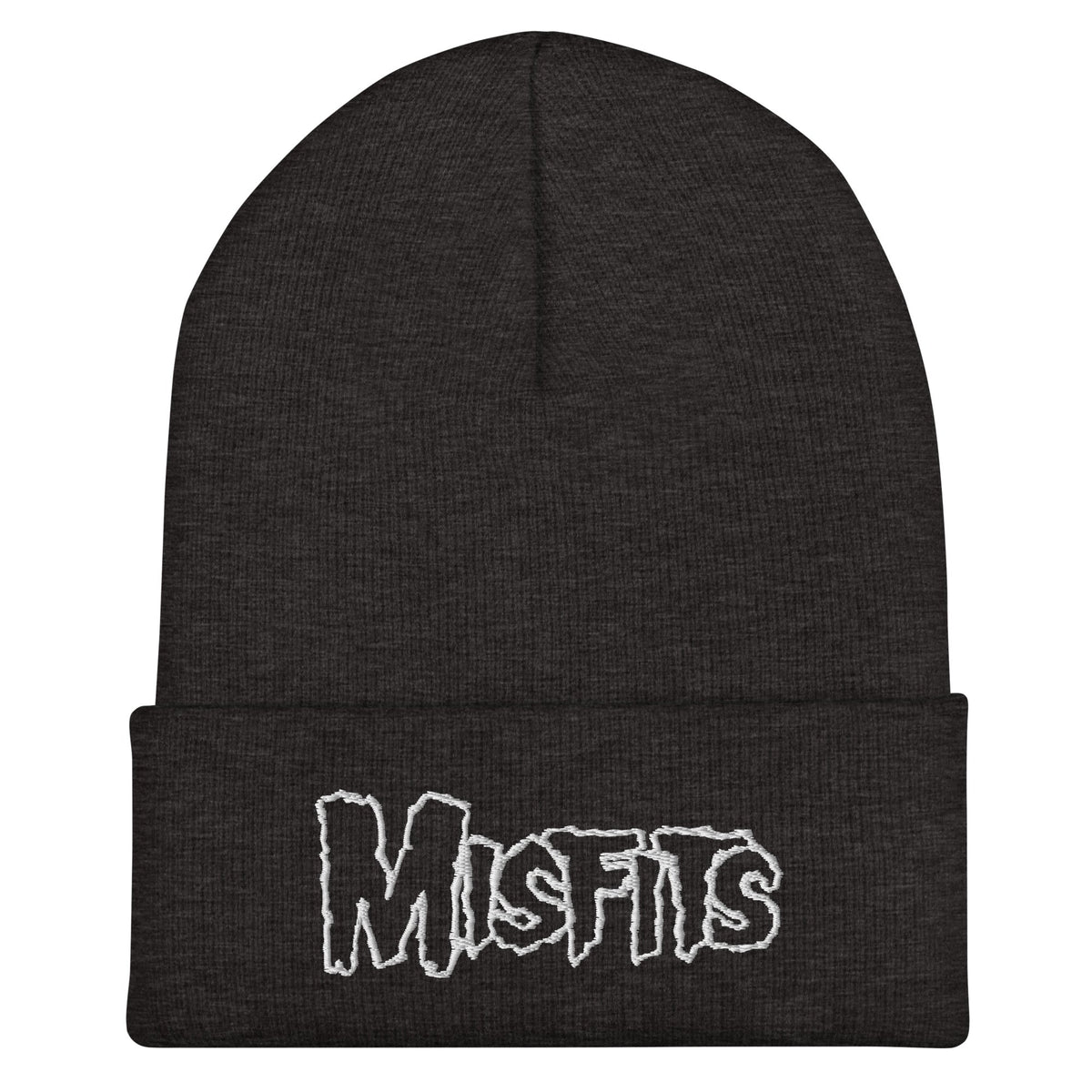 Merch Moment Misfits - White on Dark Gray Cuffed HD Embroidered Beanie