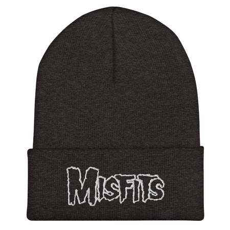 Merch Moment Misfits - White on Dark Gray Cuffed HD Embroidered Beanie