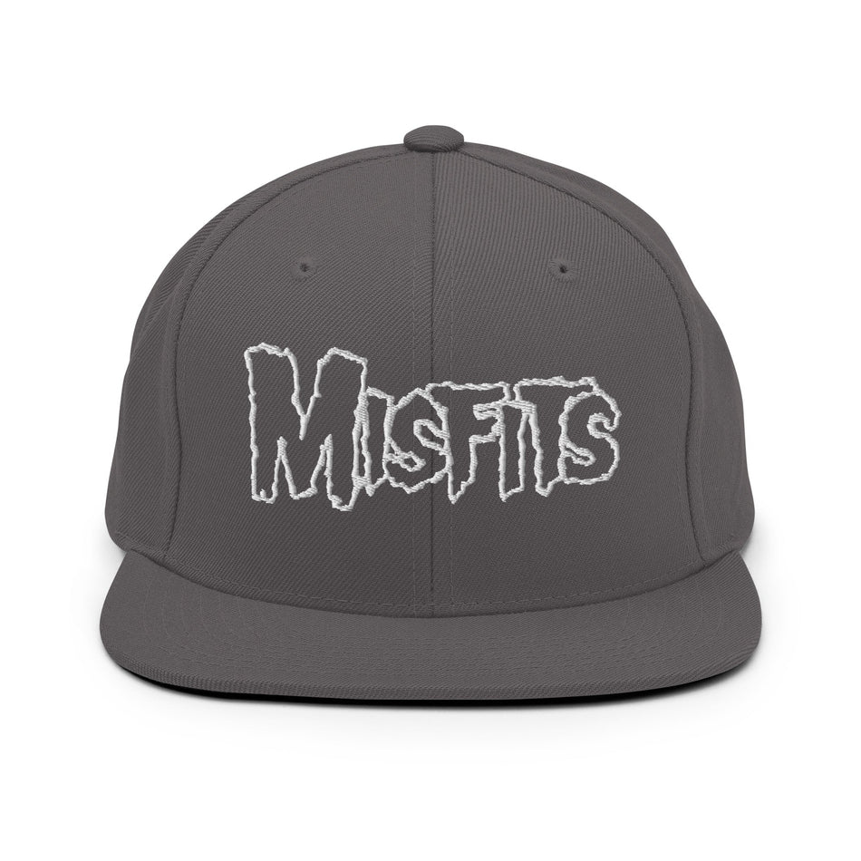 Merch Moment Misfits - White on Gray Snapback HD Embroidered Hat