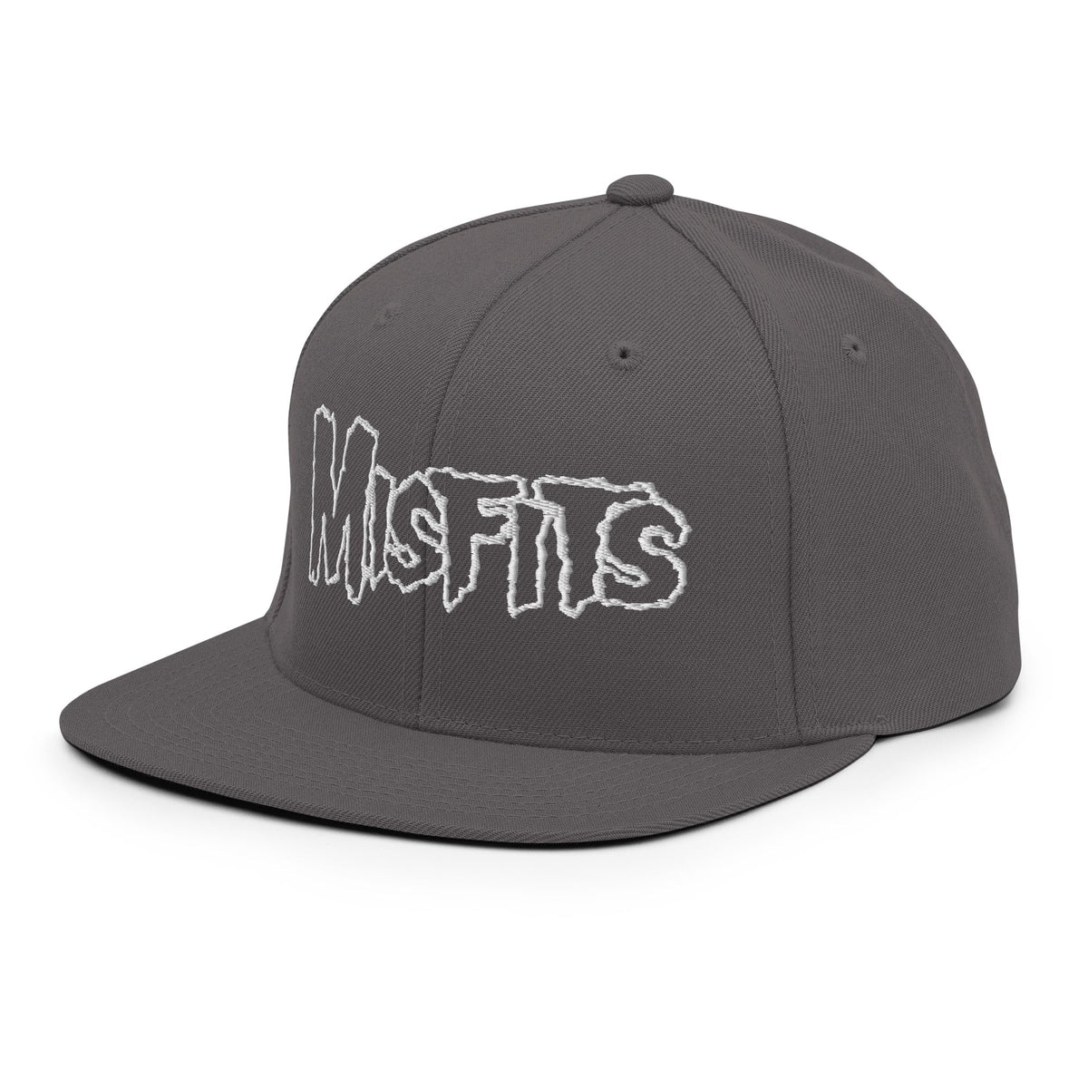 Merch Moment Misfits - White on Gray Snapback HD Embroidered Hat