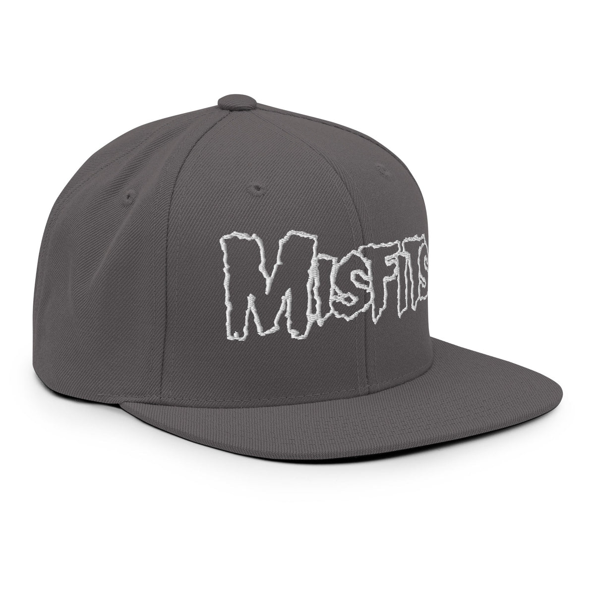 Merch Moment Misfits - White on Gray Snapback HD Embroidered Hat